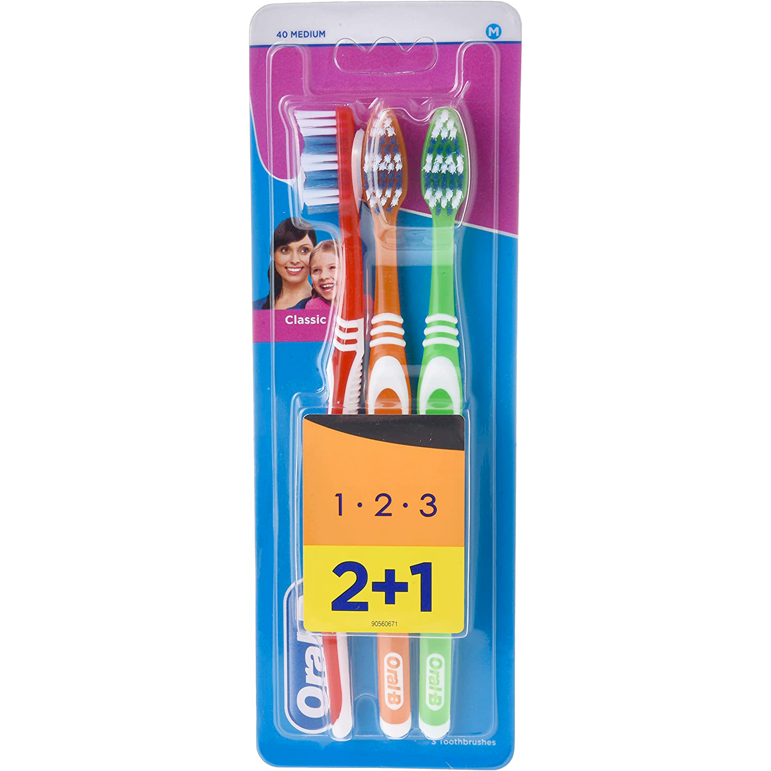 Oral-B 3 Stk. Zahnbürsten 1-2-3 Classic Care 35 Medium