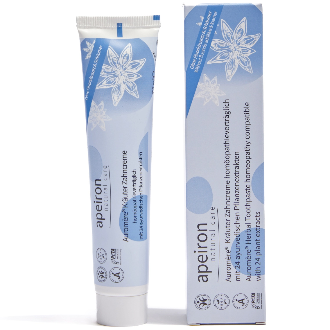 Apeiron Homeopathy Herbal Kräuterzahnpasta ohne Menthol und Fluorid 75 ml