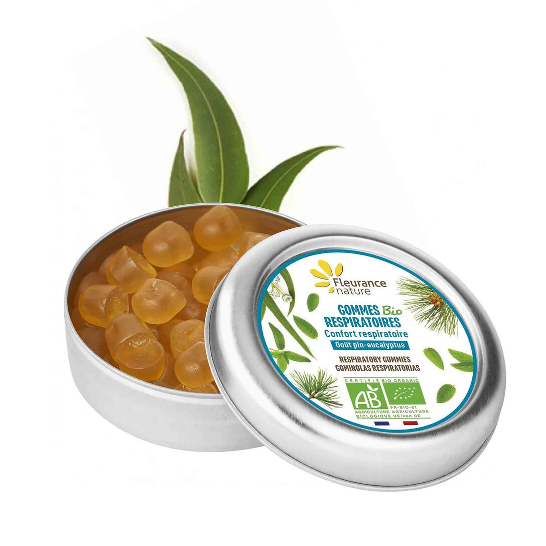 Økologiske Gummies Respiratory FLEURANCE Nature Mint & Eucalyptos 35 gr