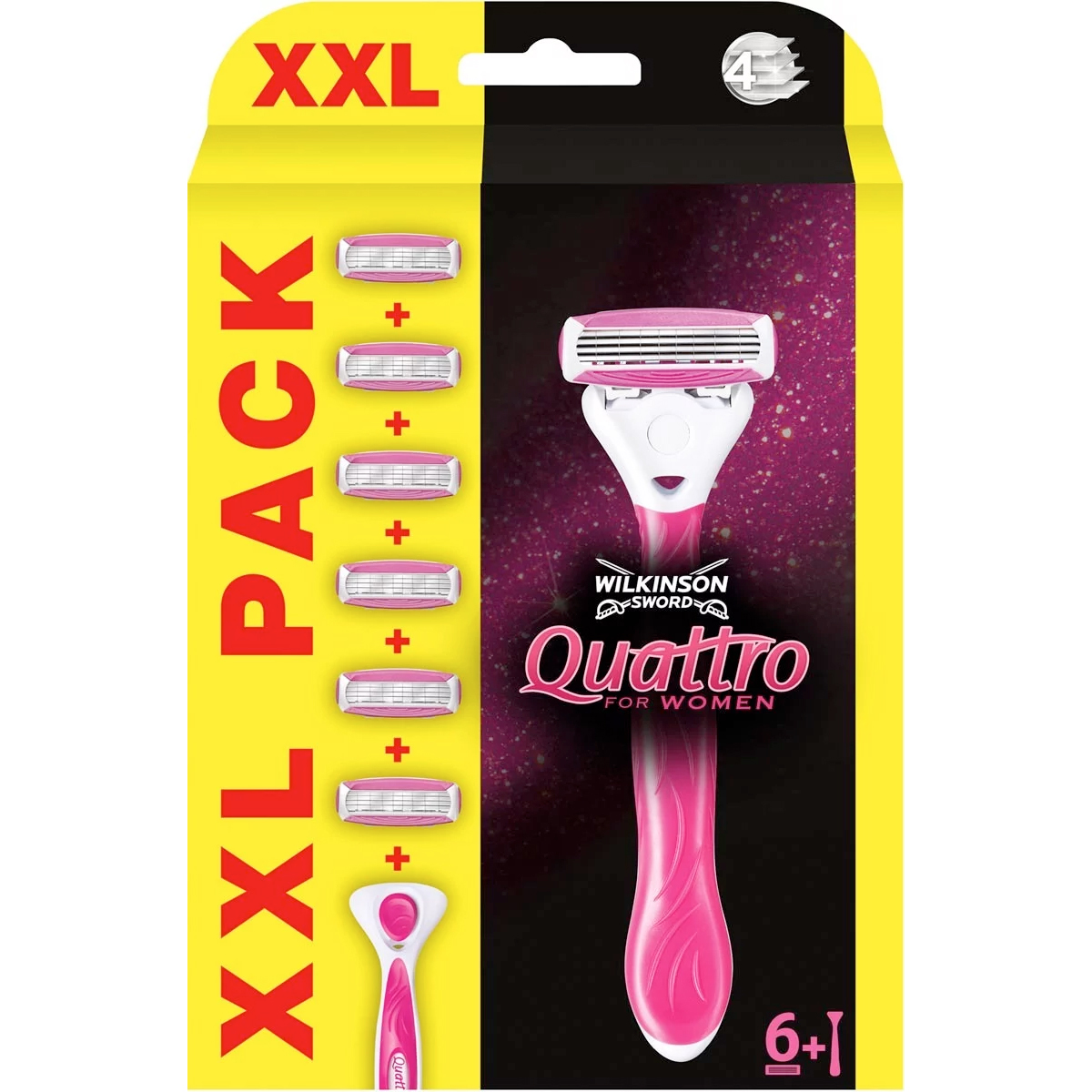 Wilkinson Quattro Damenrasierer + 6 Stk. Rasierklingen