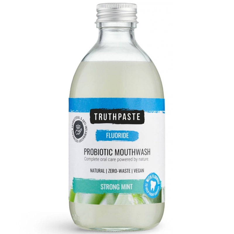 TRUTHPASTE Probiotische Munddusche mit Fluor Strong Mint (300 ml)