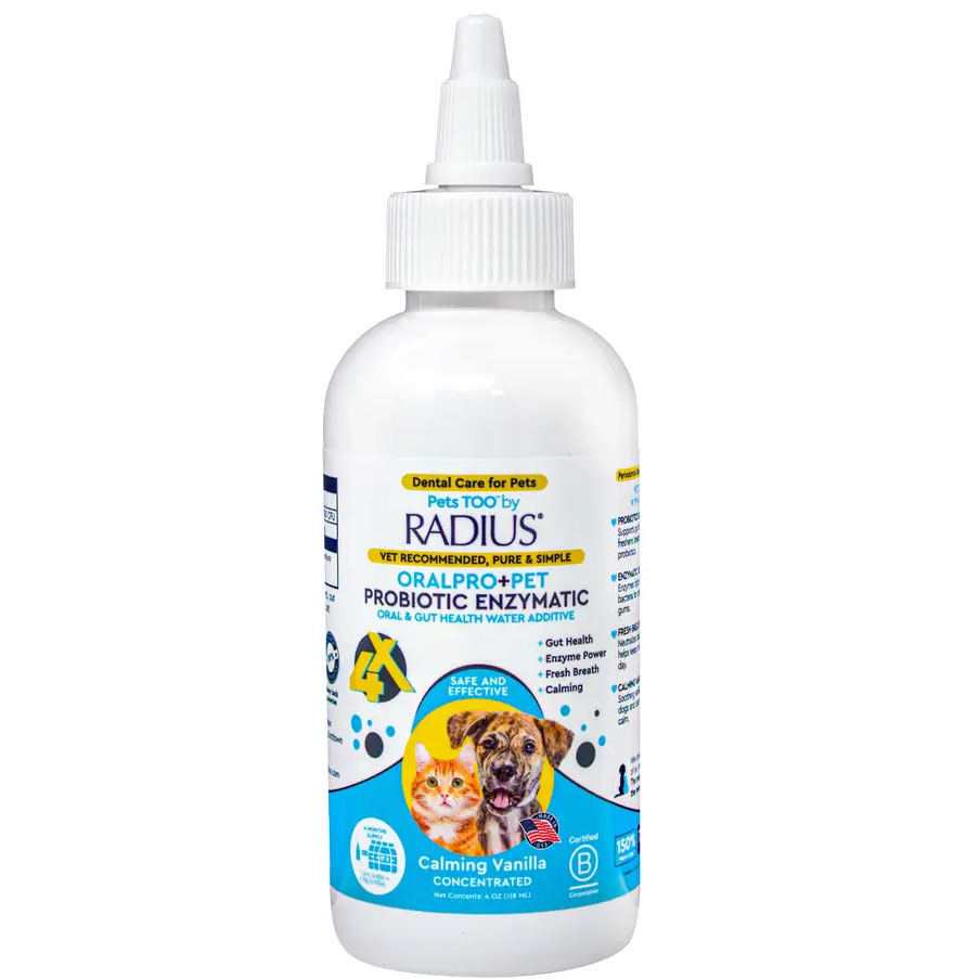Radius OralPro+ Pet Probiotic Water Additive 118 ml | Mund- & Darmpflege für Hund und Katze