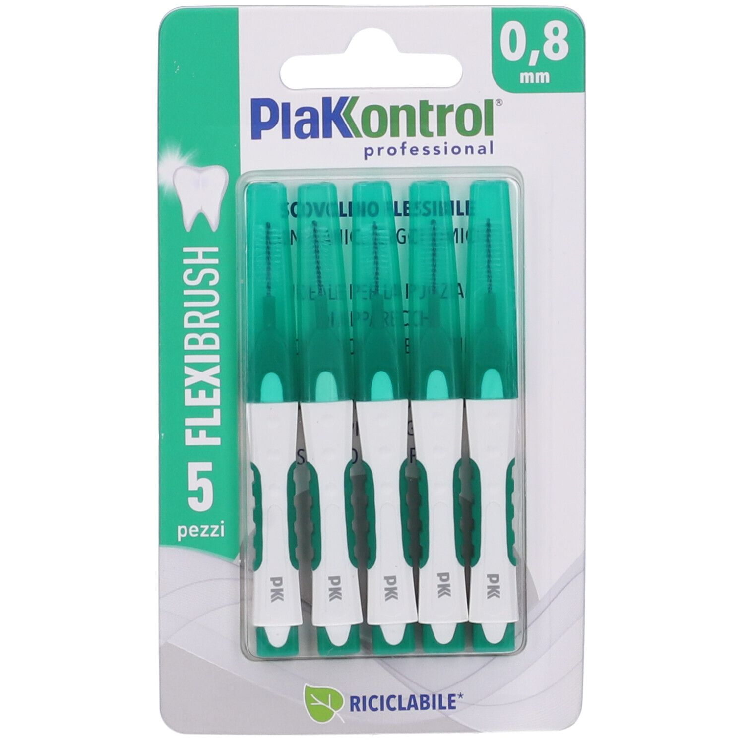 Mellemrumsbørster 5 stk.PLAKKONTROL FlexiBrush 0.8 mm - Plakkontrol Mellemrumsbørster