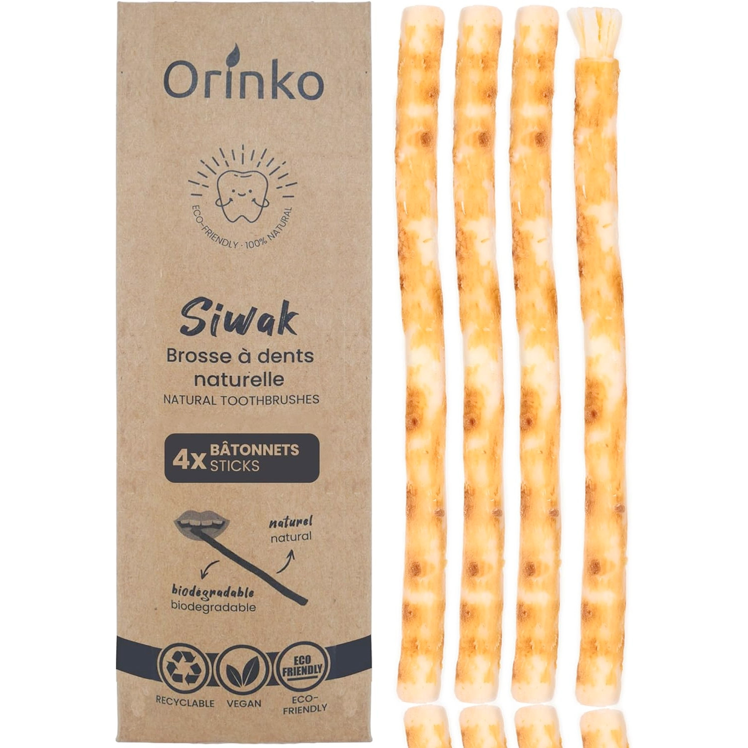 Miswak Sticks 4 Stk. ORINKO Siwak Sticks 100 % natürliche Zahnbürste