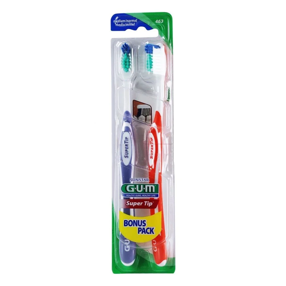 GUM Tandbørster 2 stk. Super Tip Compact Medium 463 - Blød tandbørste