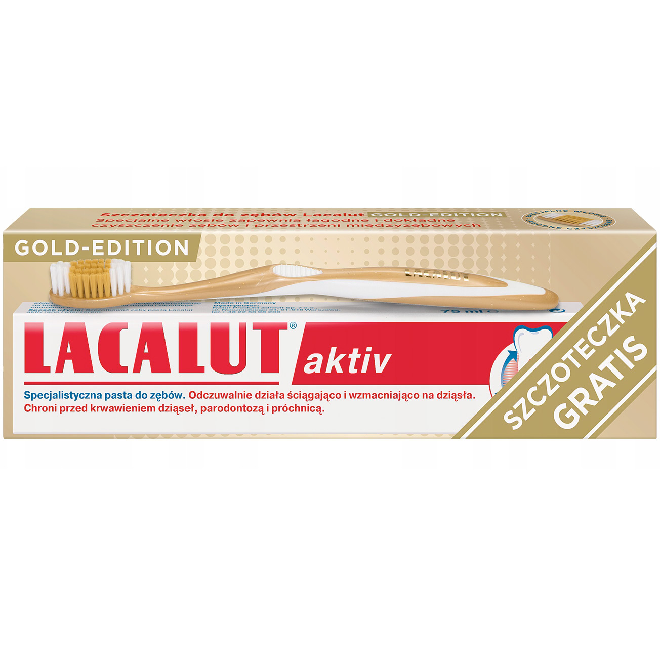 Lacalut Aktiv Tandpasta 100 ml + Lacalut Gold Tandbørste