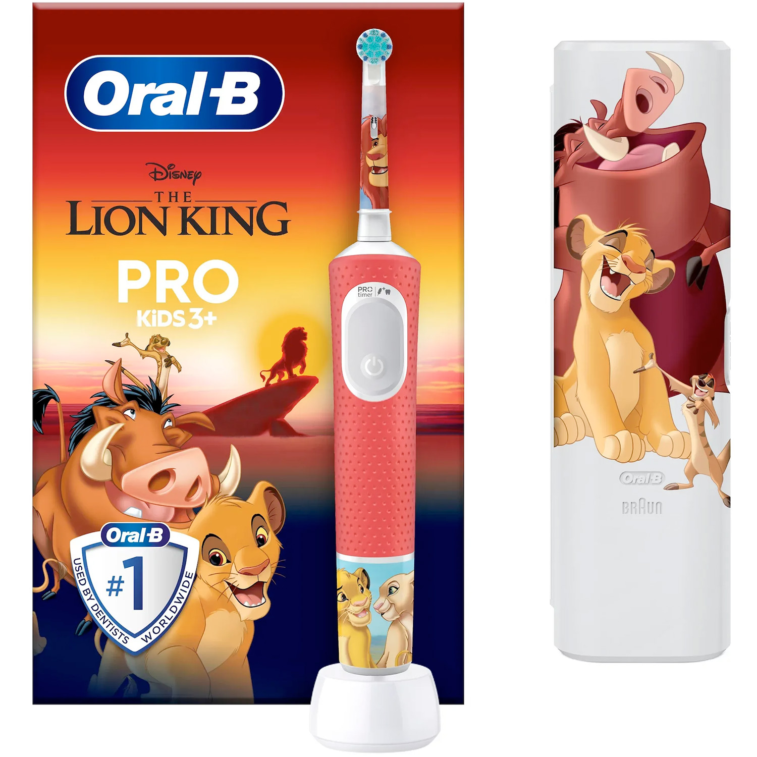 Oral-B PRO El-tandbørste til børn + Etui Løvernes Konge - Elektriske tandbørster til børn - Tandpleje til børn