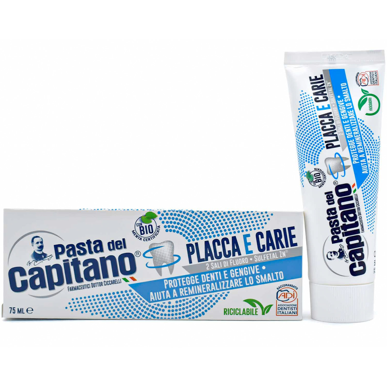 Italienische Zahnpasta PASTA del Capitano Plaque & Karies 75 ml.