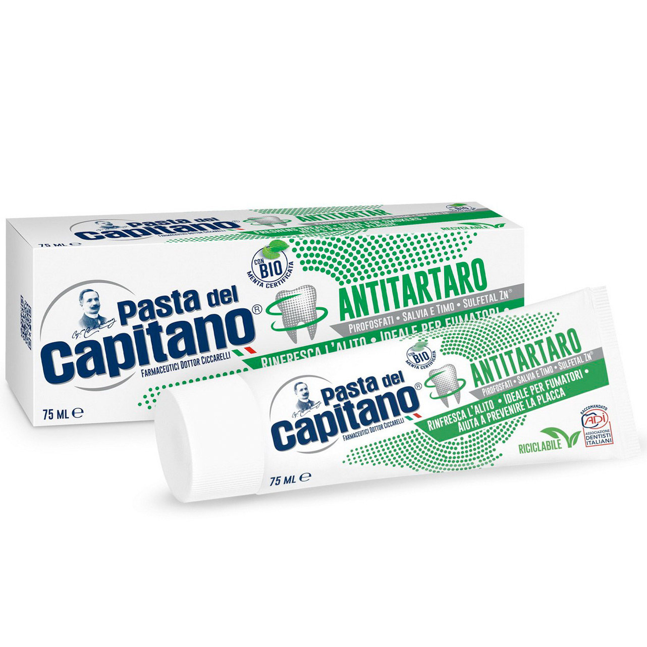 Italiensk Tandpasta Pasta del Capitano Anti Tartar 75 ml.
