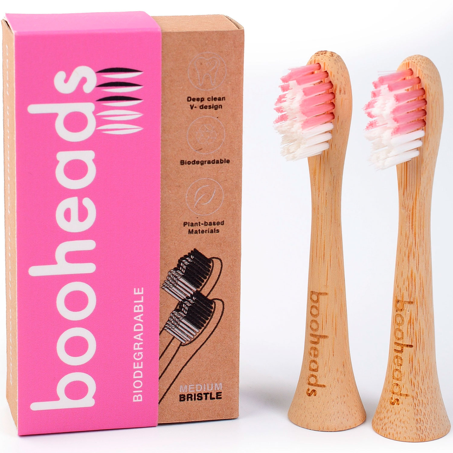 Booheads Bambusbürstenköpfe für Philips PINK Edition