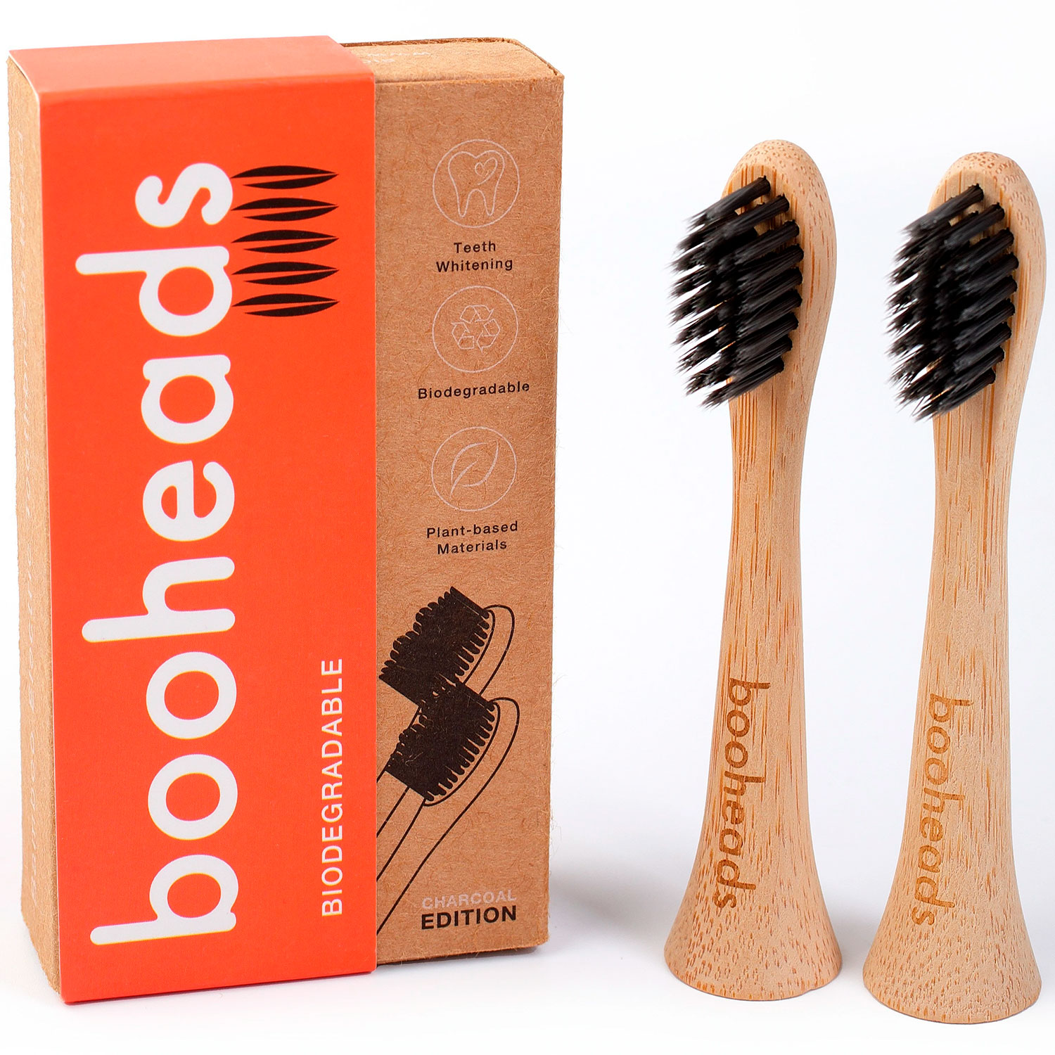 Booheads Bambuskohle-Bürstenköpfe für Philips 2 Stk.