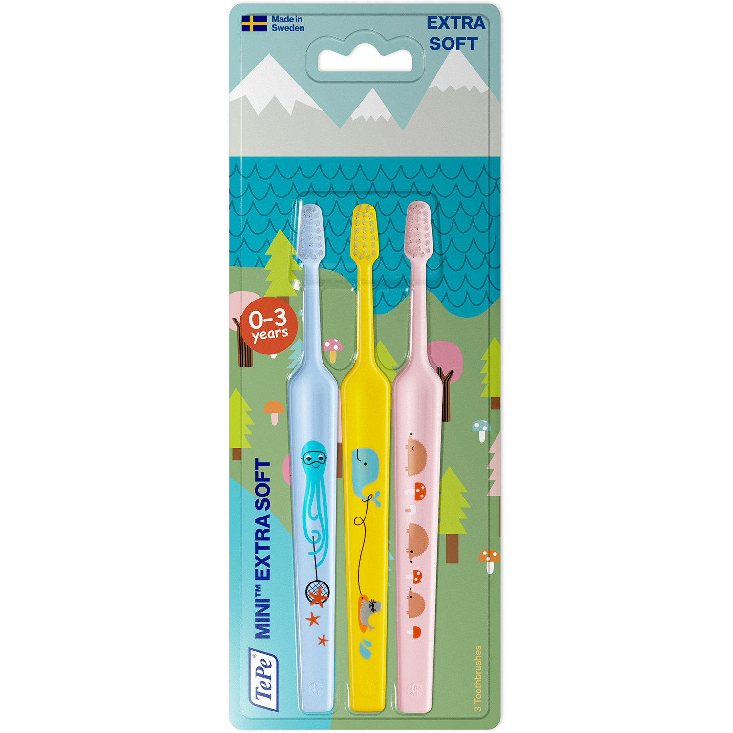 TePe Kinderzahnbürsten 3 Stk. Mini Extra Soft 0-3 Jahre