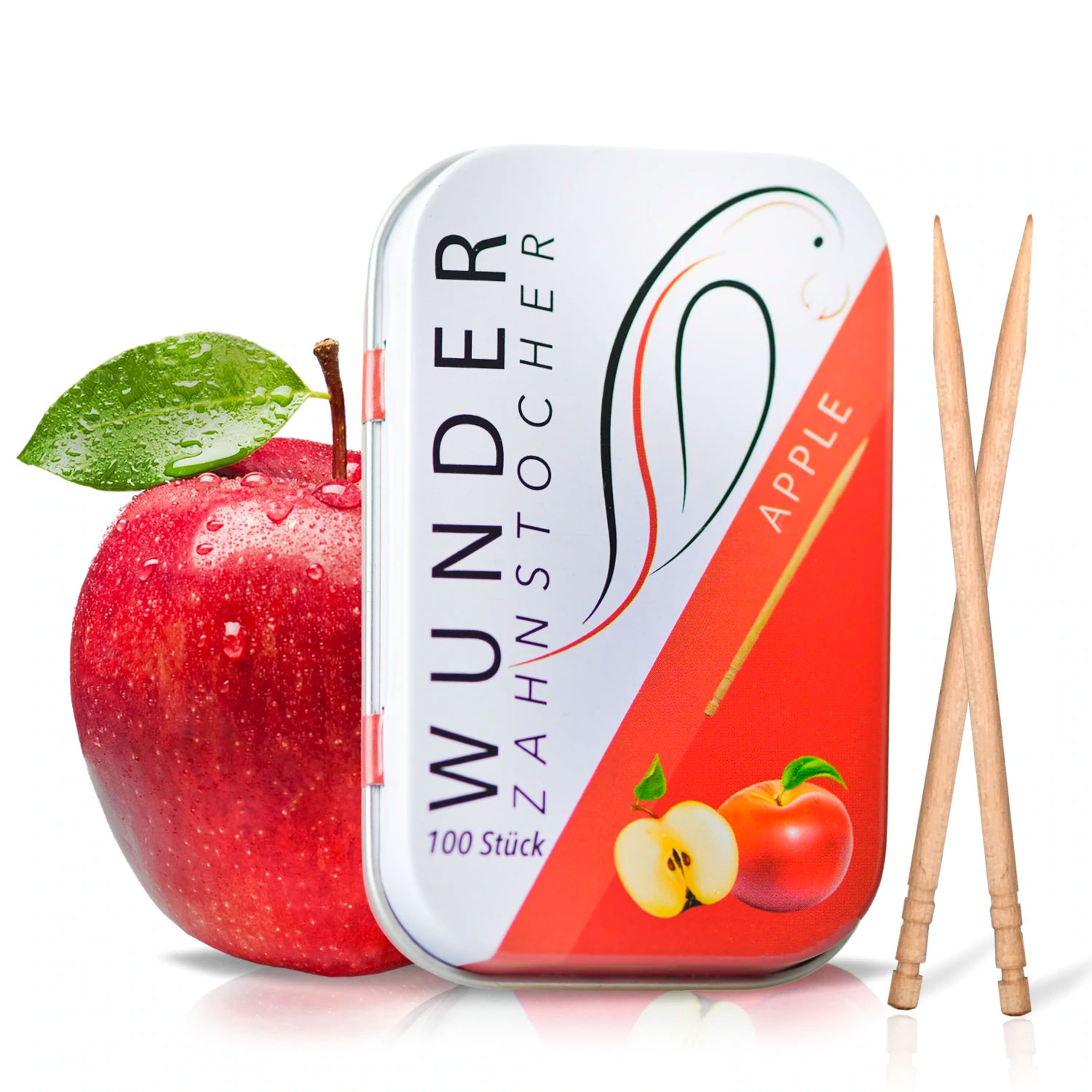 Wunder Zahnstocher mit Apple in Metallbox
