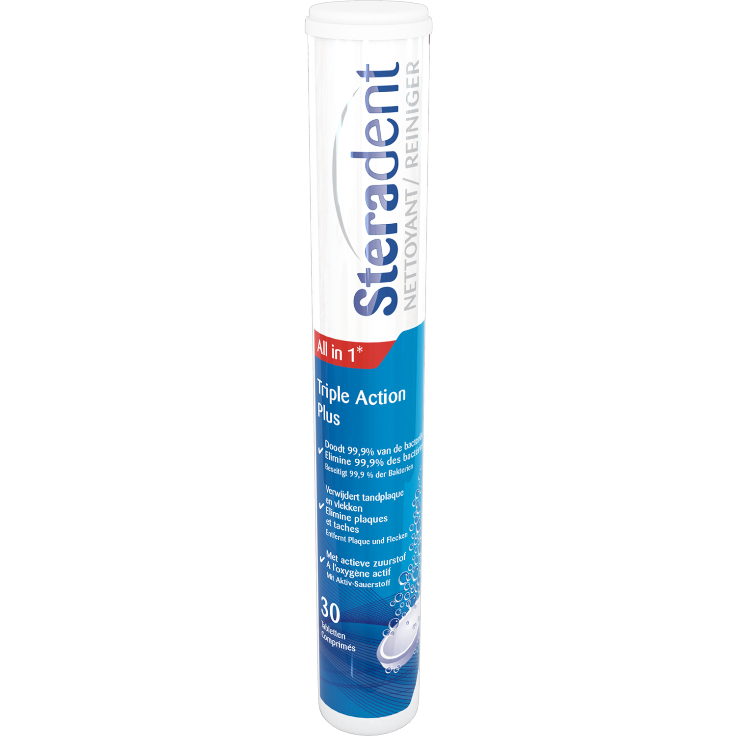 Steradent Triple Action Plus 30 stk. Rensetabletter til protese