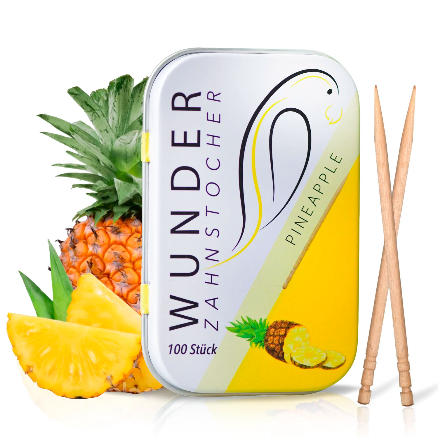 Wunder Tandstikker Med Smag Pineapple Metalæske