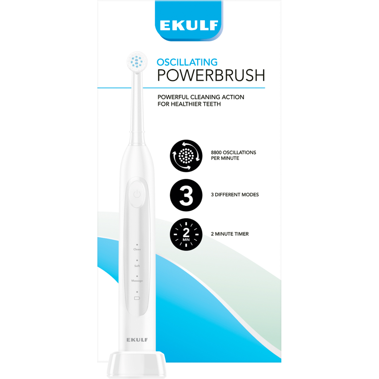 Ekulf PowerBrush Oscillating Elektrisk Tandbørste White