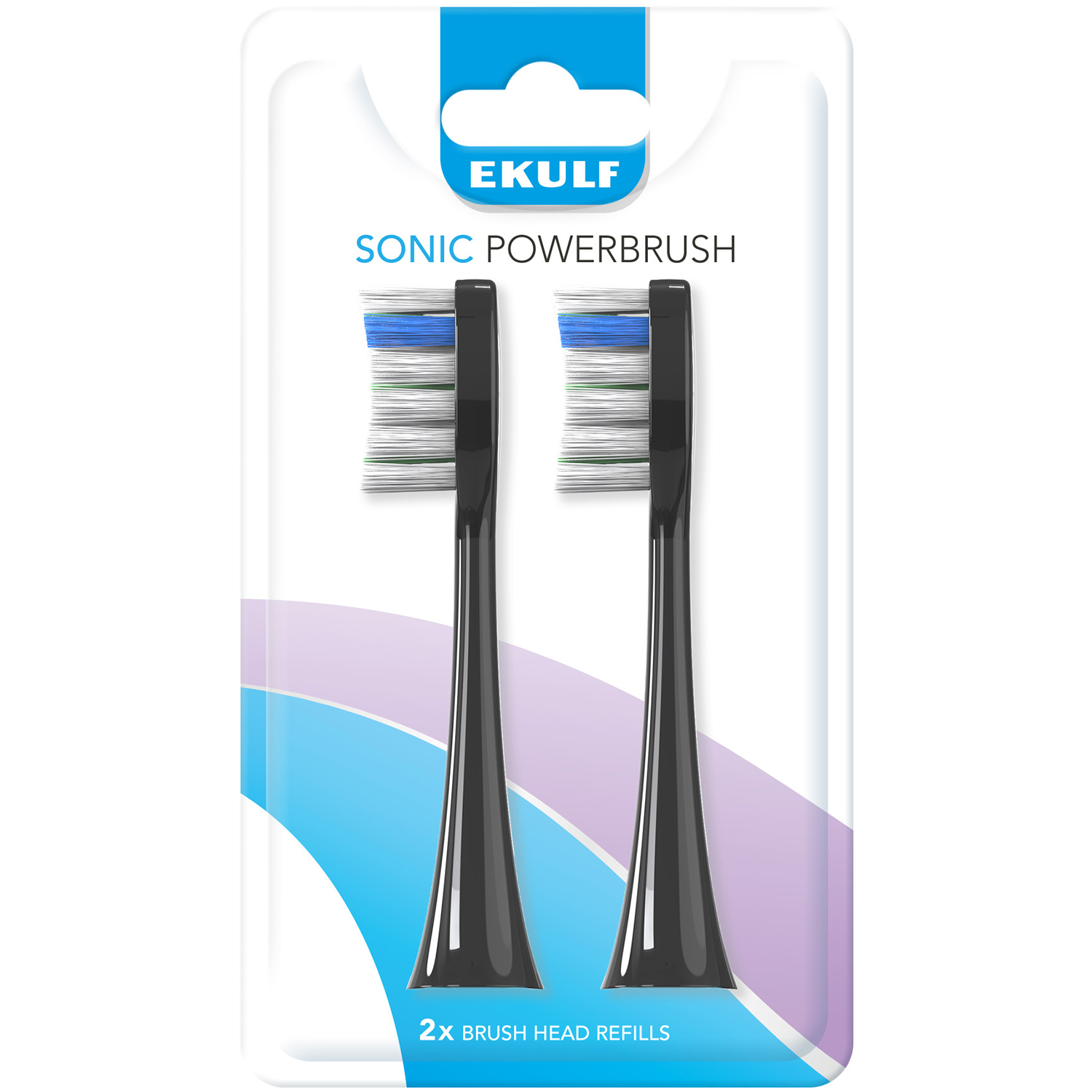 Schwarze Bürstenköpfe für die elektrische Zahnbürste Ekulf PowerBrush SONIC