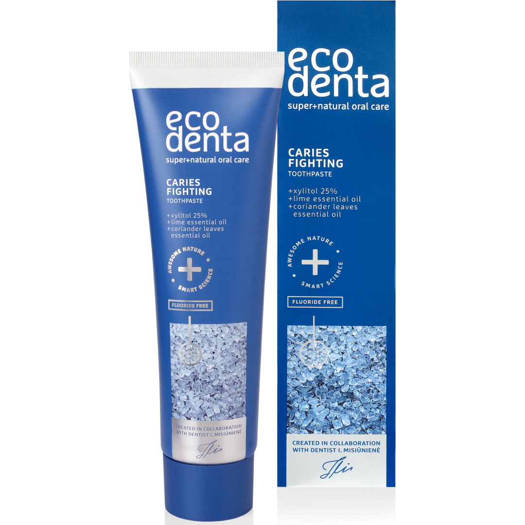 Naturlig Xylitol Tandpasta ECODENTA Caries Fighting Coriander & Lime 100 ml