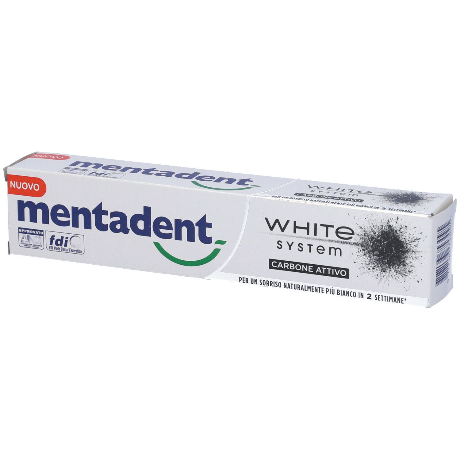 Whitening Zahnpasta MENTADENT White System Charcoal 75 ml.
