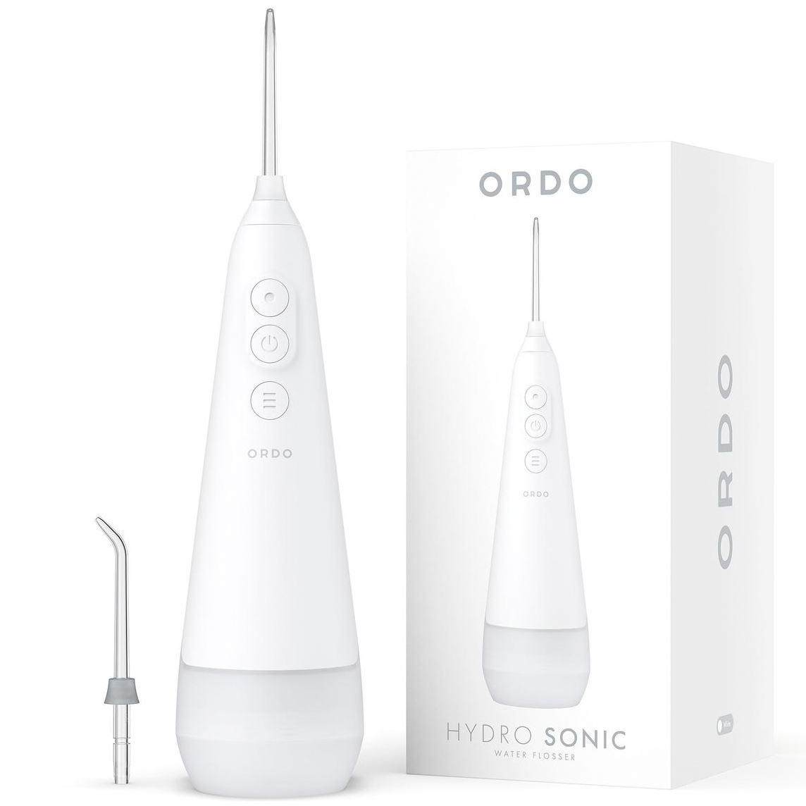 Kabelloses Mundwasser ORDO Hydro Sonic + Wasserflosser White Silver