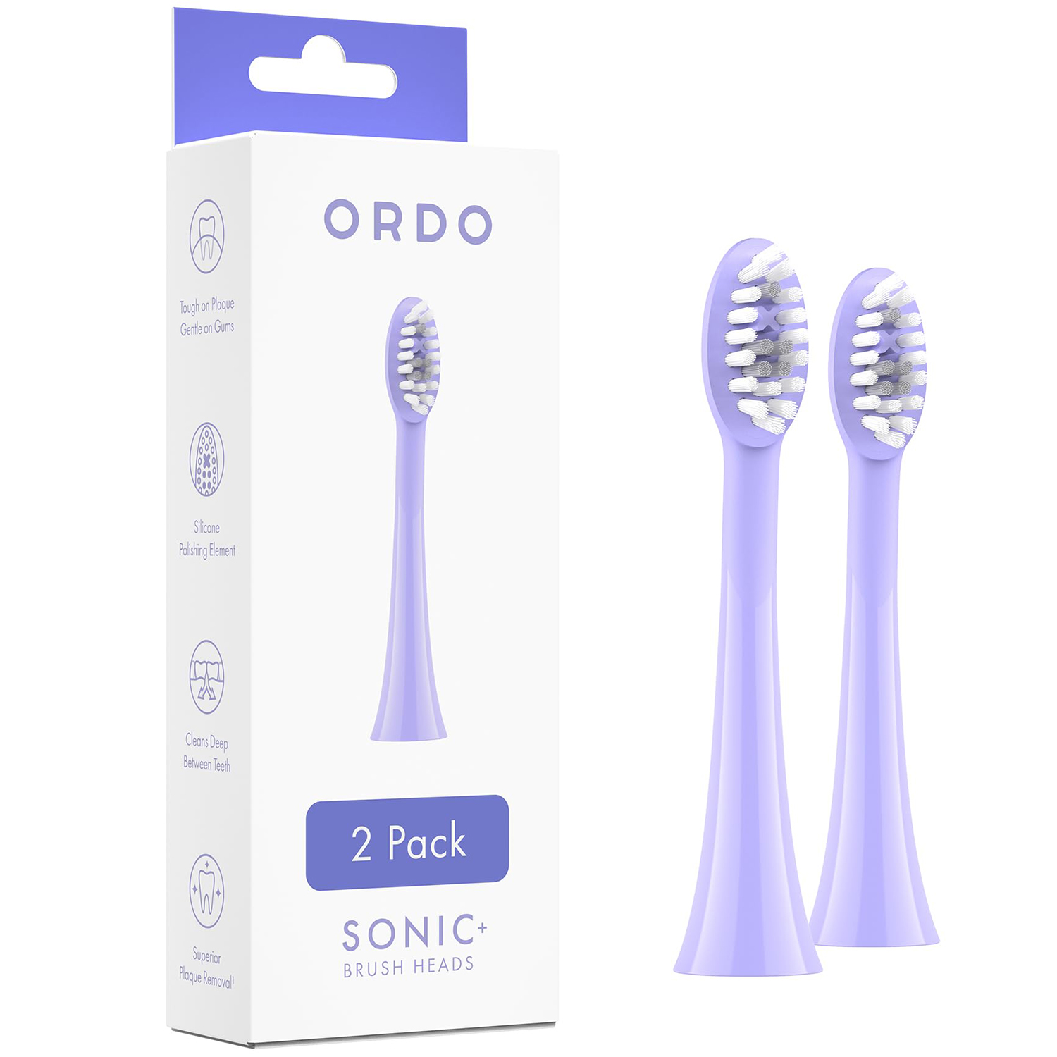 Bürstenköpfe für Ordo Sonic Electric Zahnbürste 2 Stk. Pearl Violet