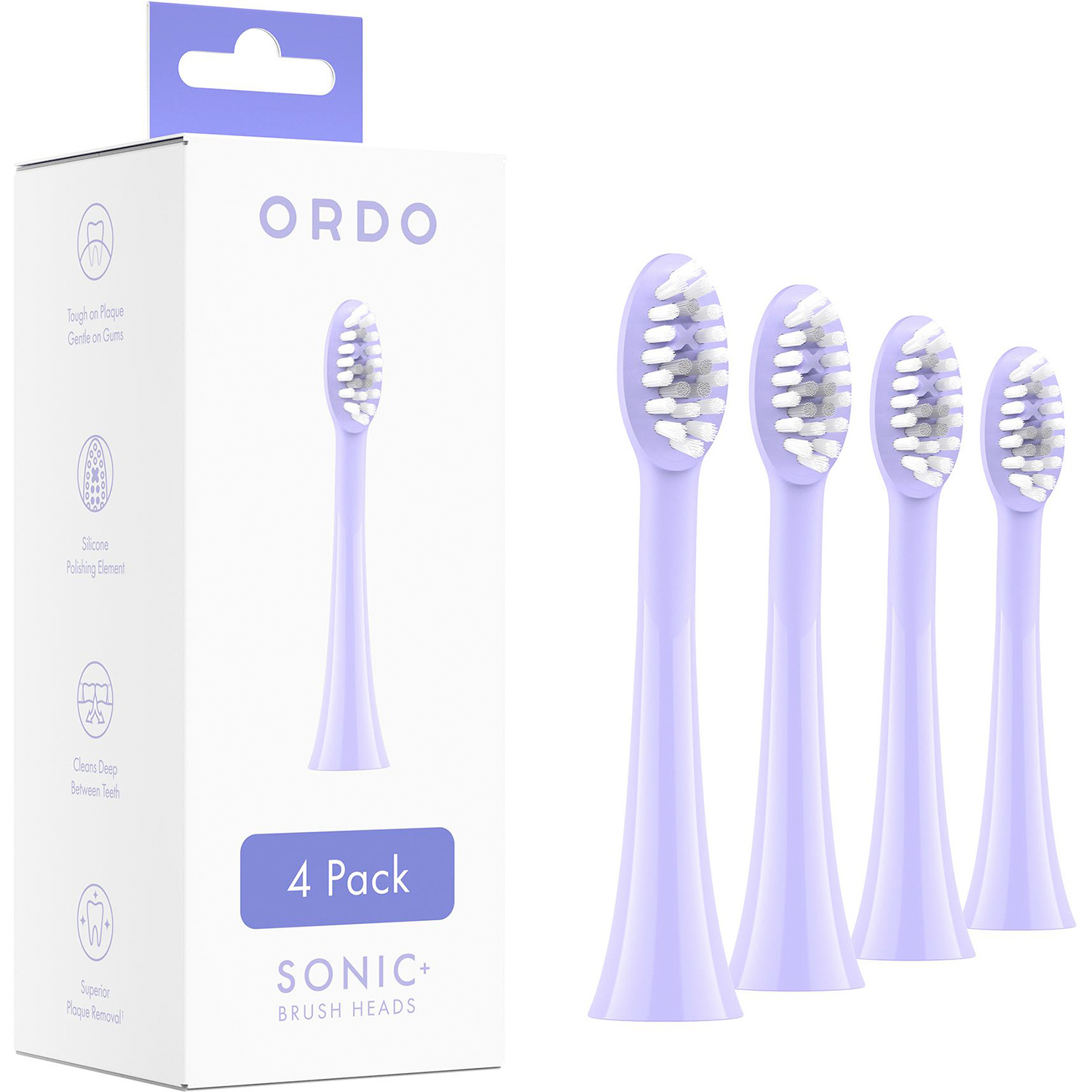 Bürstenköpfe für Ordo Sonic Electric Zahnbürste 4 Stk. Pearl Violet