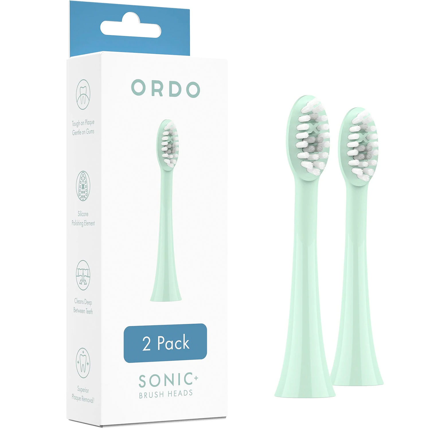 Bürstenköpfe für Ordo Sonic Electric Zahnbürste 2 Stk. Mint Green