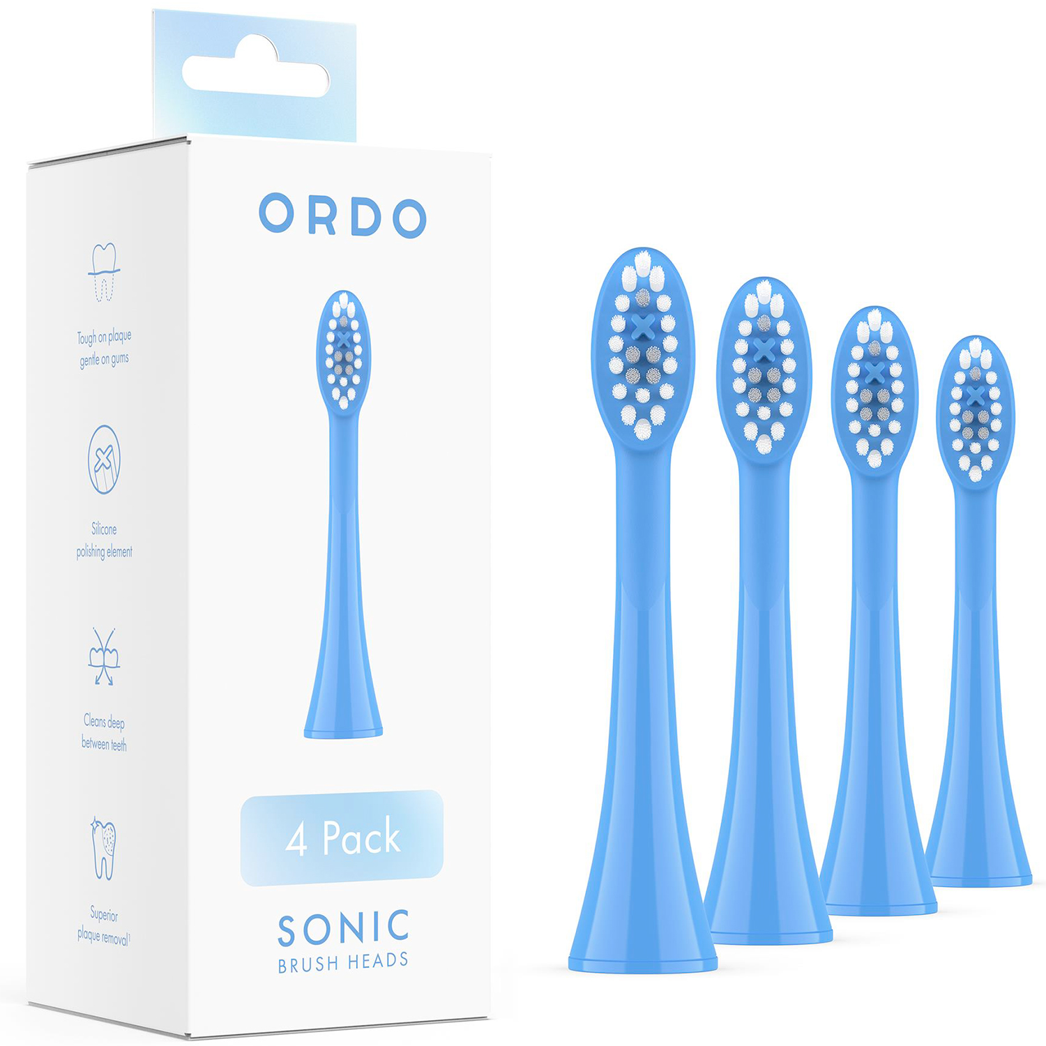 Bürstenköpfe für Ordo Sonic Electric Zahnbürste 4 Stk. Arktisches Blau