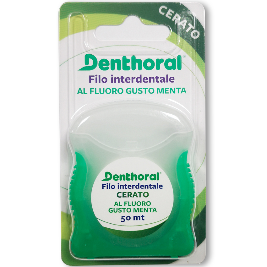 DENTHORAL Zahnseide PFAS-frei, gewachst, Fluor + Mint , 50 mtr.