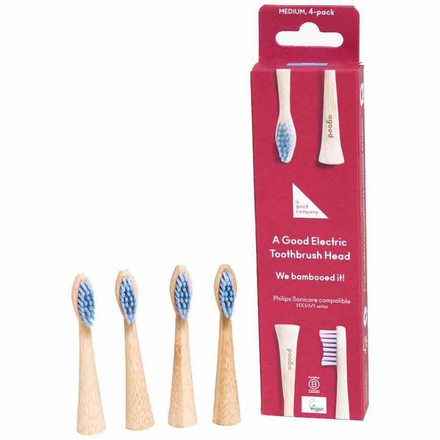 Bambusbürstenköpfe für Philips AGOOD company MEDIUM 4 Stk. Blau