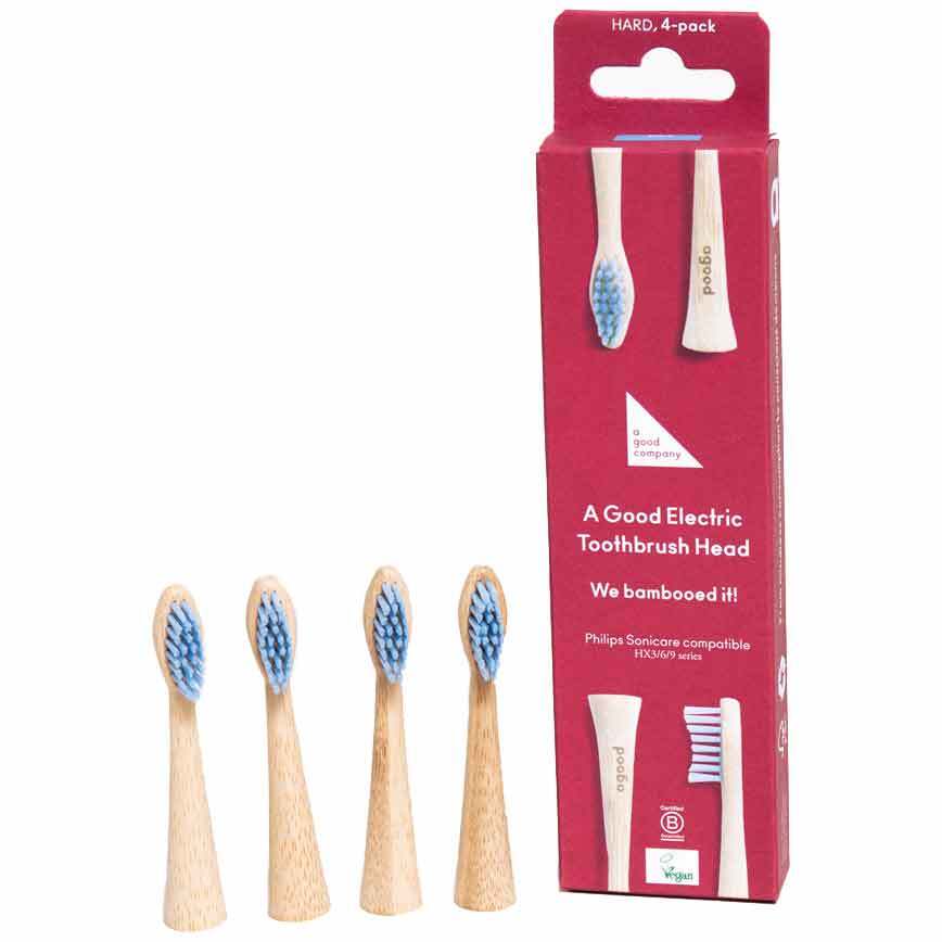 Bambusbürstenköpfe für Philips AGOOD company HARD 4 Stk. Blau