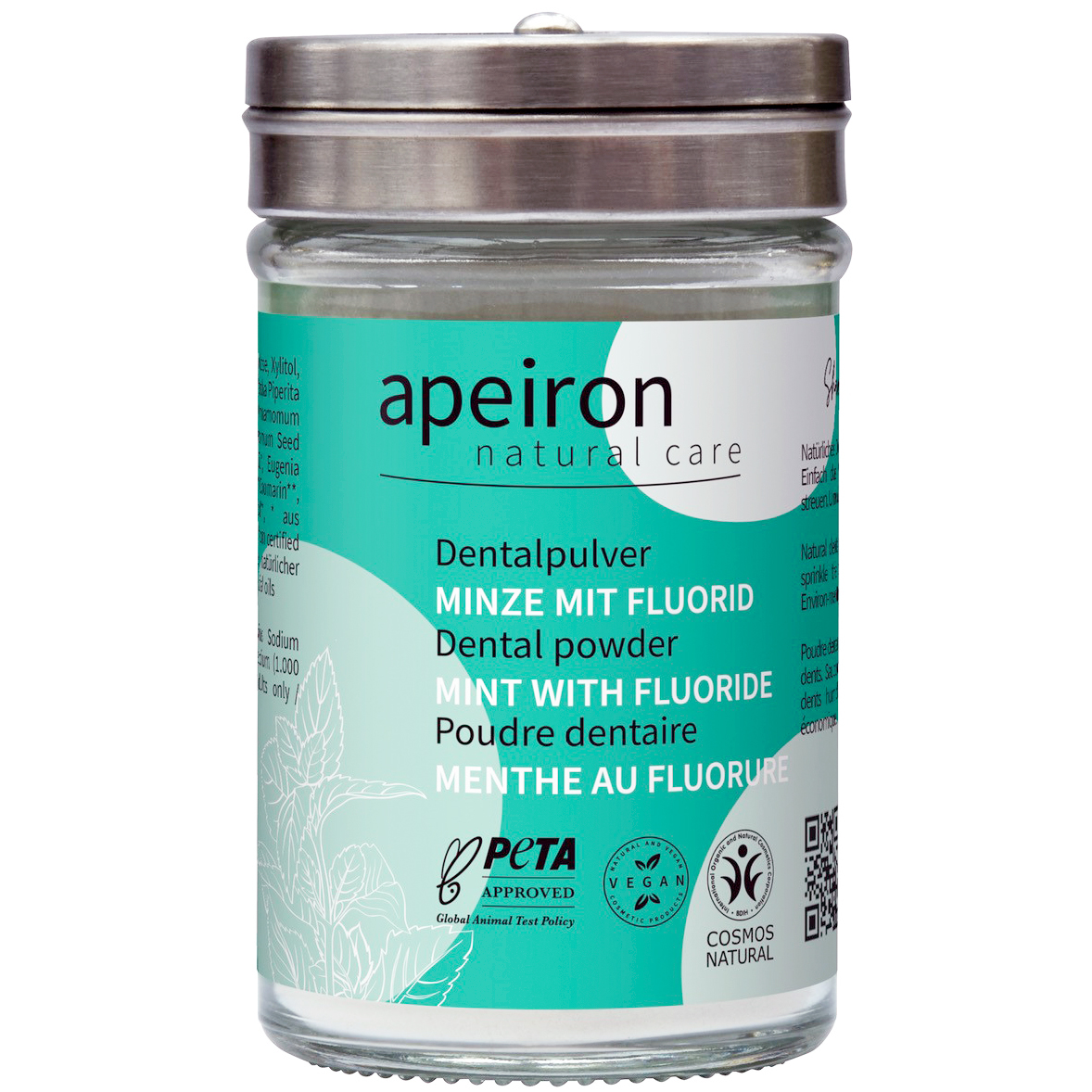 Natürliche Zahnpasta Pulver APEIRON Mint + Fluorid 40g