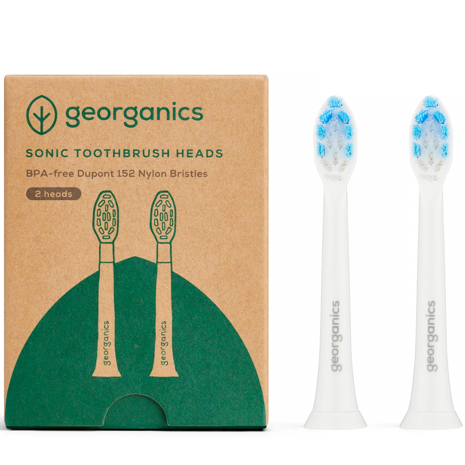 Børstehoveder til GEORGANICS Sonic 50000 spm Eltandbørste - 2 stk. - Georganics Børstehoveder - Tandbørster