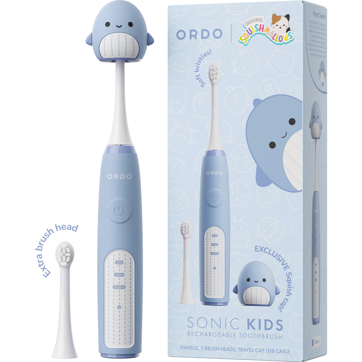 Squishmallows Samir ORDO Sonic Genopladelig El-tandbørste til Børn