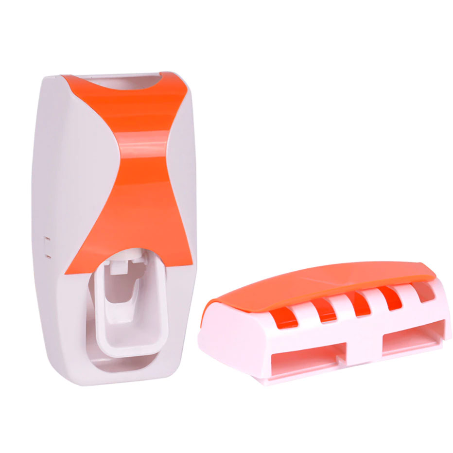 Tandbørsteholder + Tandpasta Dispenser Berøringsfri ORANGE