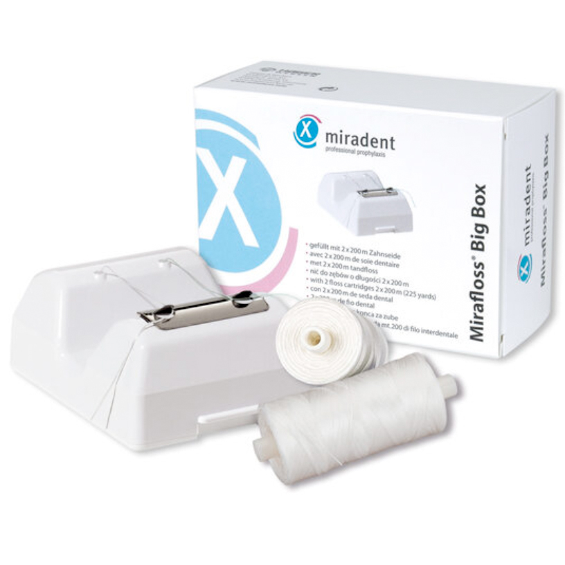 Miradent Tandtråd Dispenser Inkl. 2 x 200 mtr. Mirafloss Vokset Tandtråd