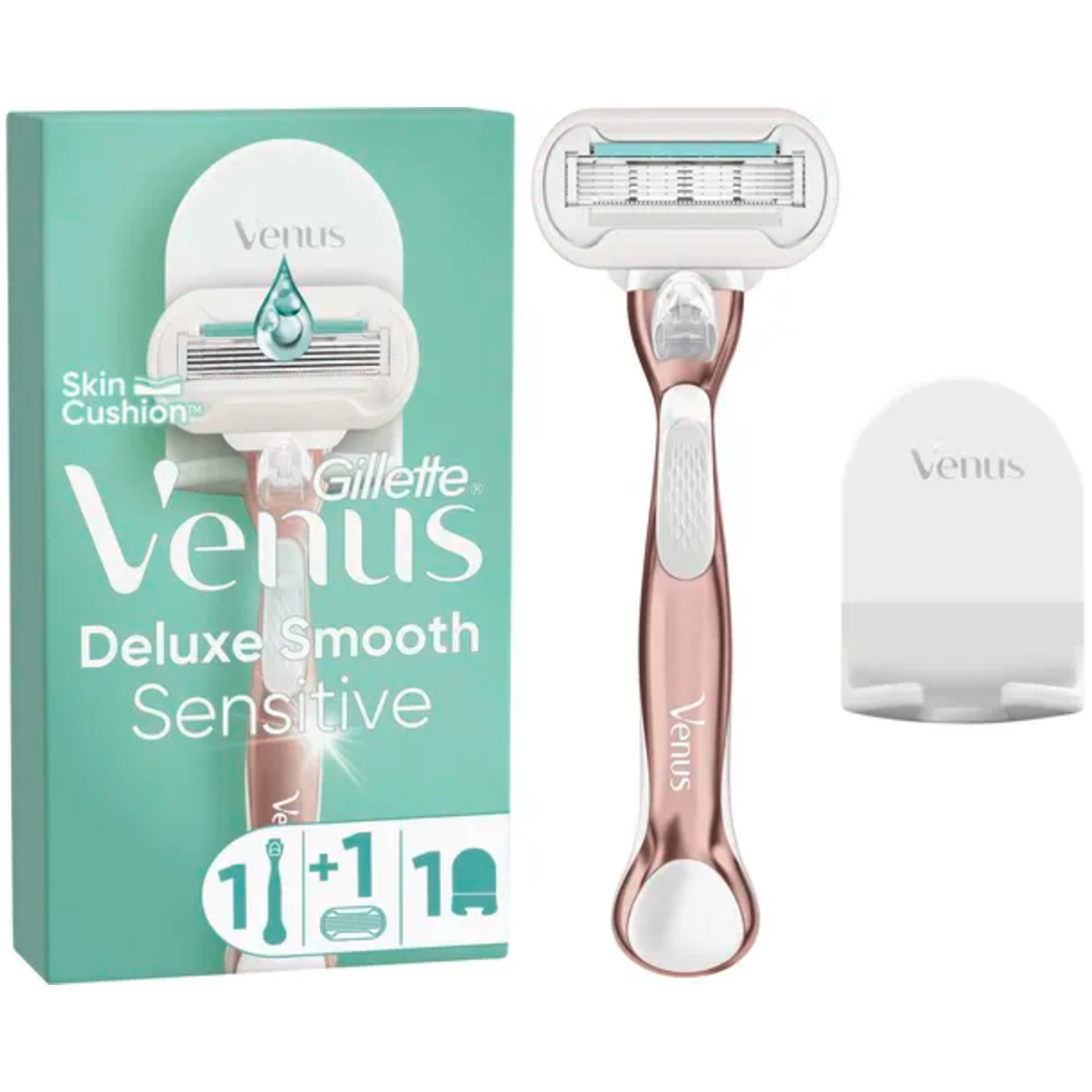 Gillette Barberskraber Inkl. Vægholder Venus Deluxe Smooth Sensitive RoseGold