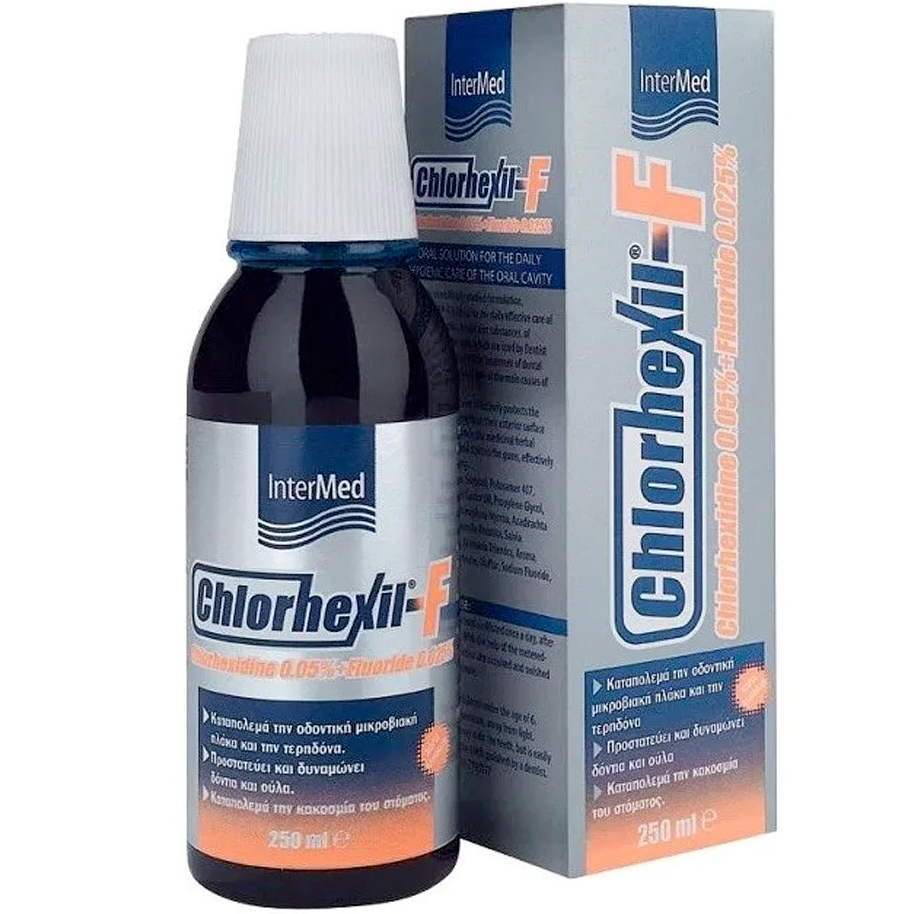 Tägliches Chlorhexidin-Mundwasser mit 0,05 % CHLORHEXIL -Fluorid, 250 ml.