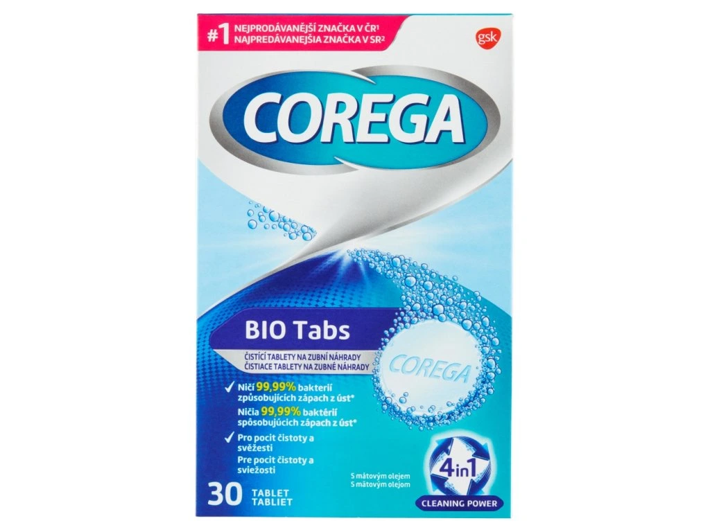 Corega Bio Formel Tabs Reinigungstabletten für Prothese 30 Stk.