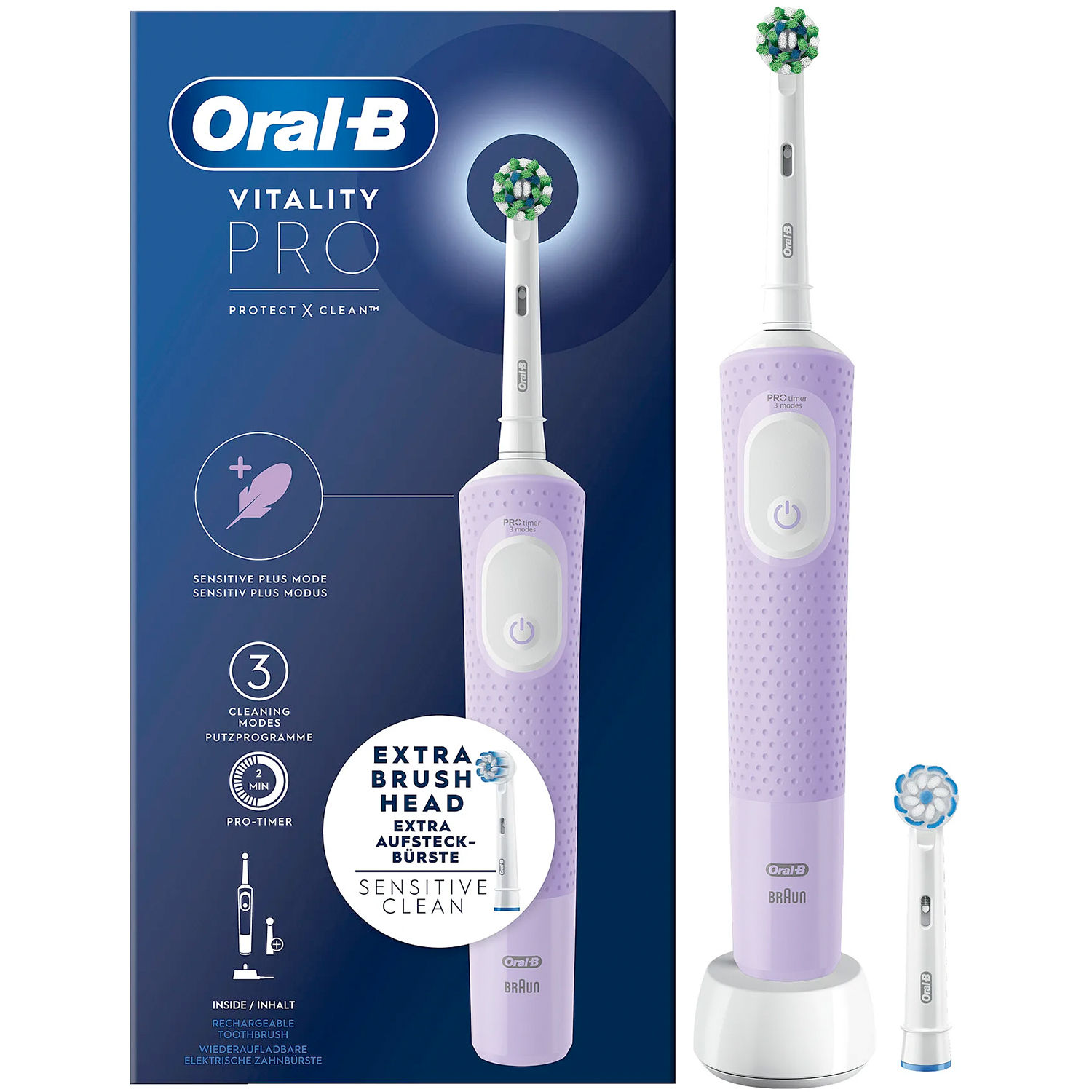 Oral-B Vitality PRO El-tandbørste Lilac Violet + Ekstra Børstehoved - Oral-B Vitality Eltandbørster