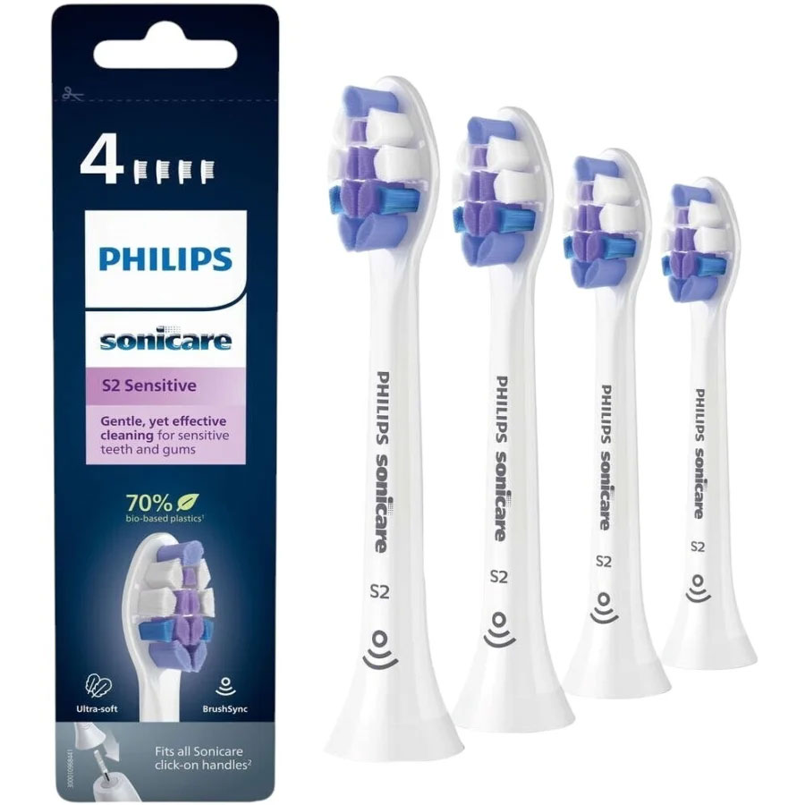 Philips Sonicare S2 Sensitive Bürstenköpfe mit weichen Borsten, 4 Stk.