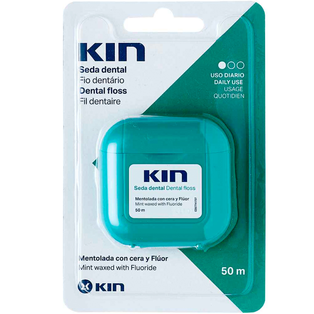 Zahnseide ohne PFAS KIN Floss Mint Waxed + Fluorid 50 mtr.