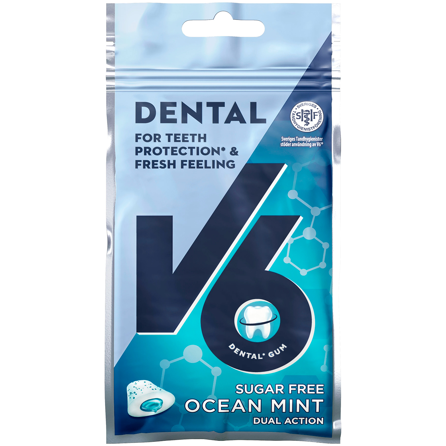V6 Kaugummi Dual Action Ocean Mint 30g