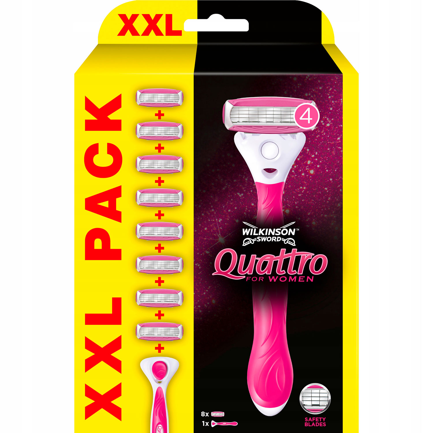 Wilkinson Quattro Women Rasierhobel + 8 Stk. Rasierklingen