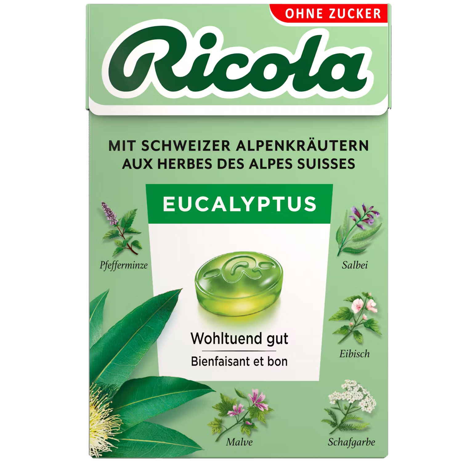 Ricola Eucalyptus Sukkerfri Urtebolsjer 50g