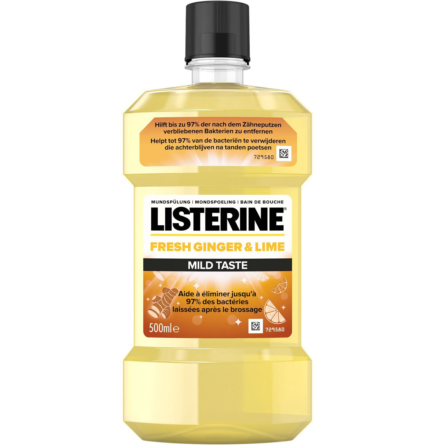Listerine Mundwasser Fresh Ingwer & Lime Milder Geschmack 500 ml.