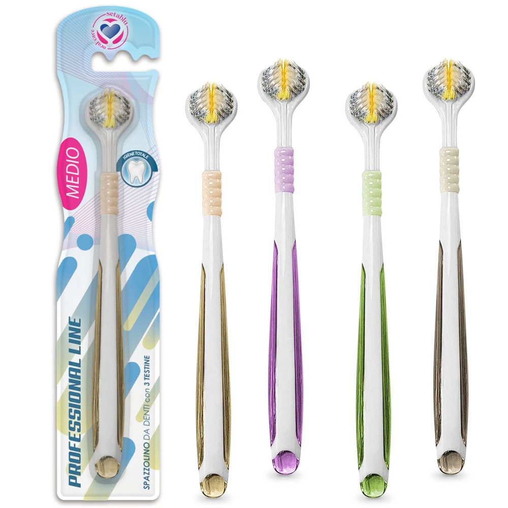 3-teilige Zahnbürste SETABLU Professional Line 3-Zonen Medium