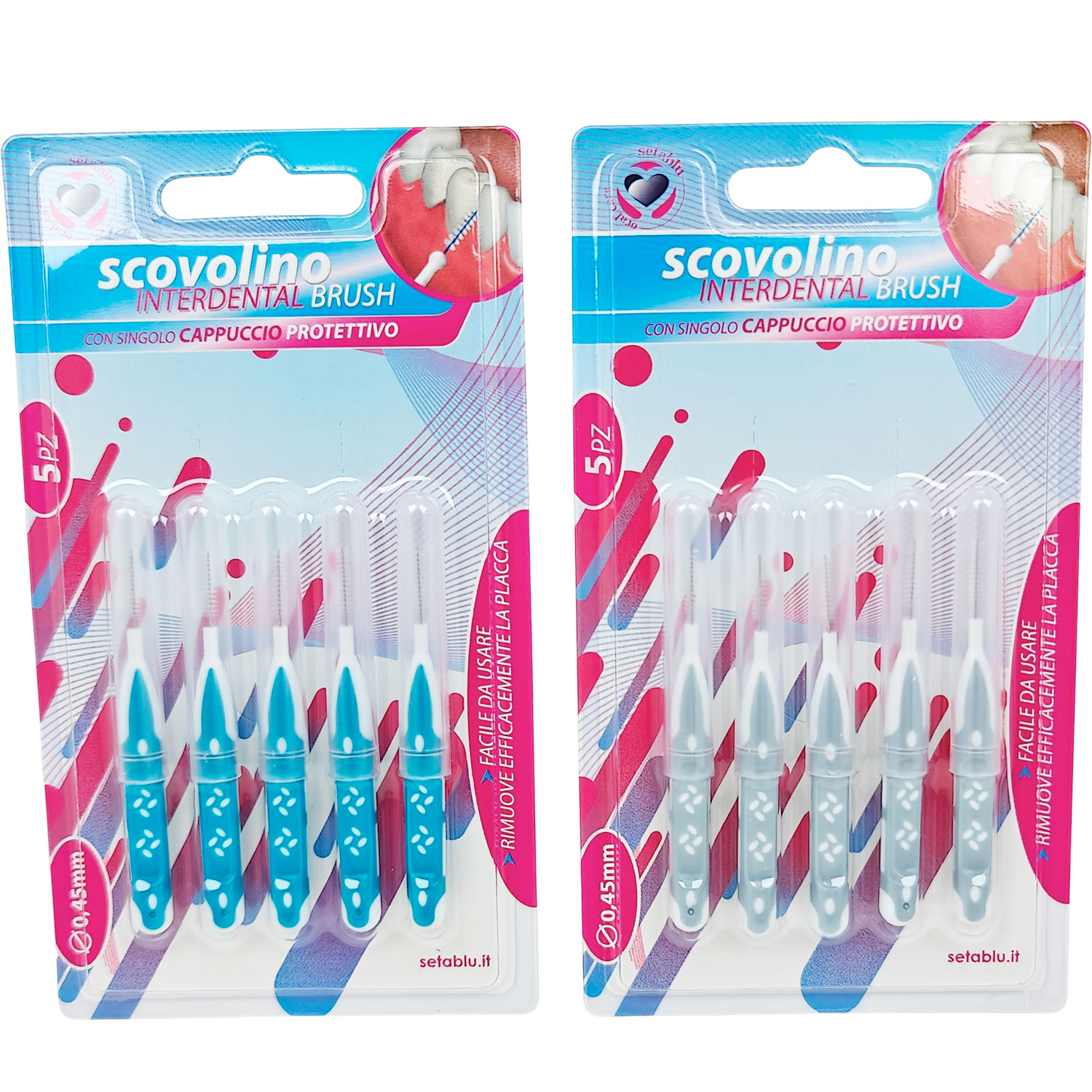 Interdentalbürsten 5 Stk. SETABLU 0,45 mm Inkl. Schutzkappen