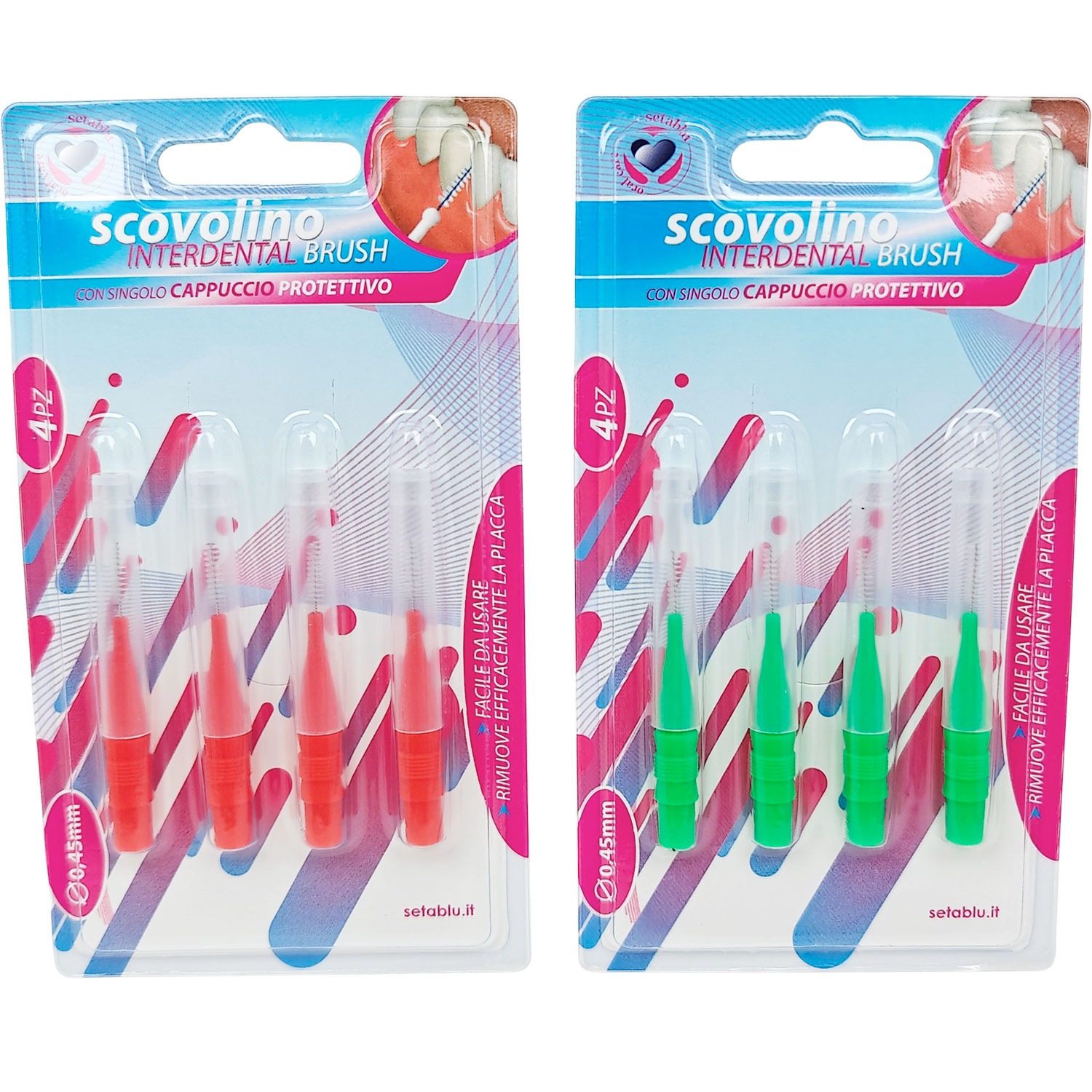 Interdentalbürsten SETABLU 0,45 mm 4 Stk. Inkl. Schutzkappen/Verlängerungen