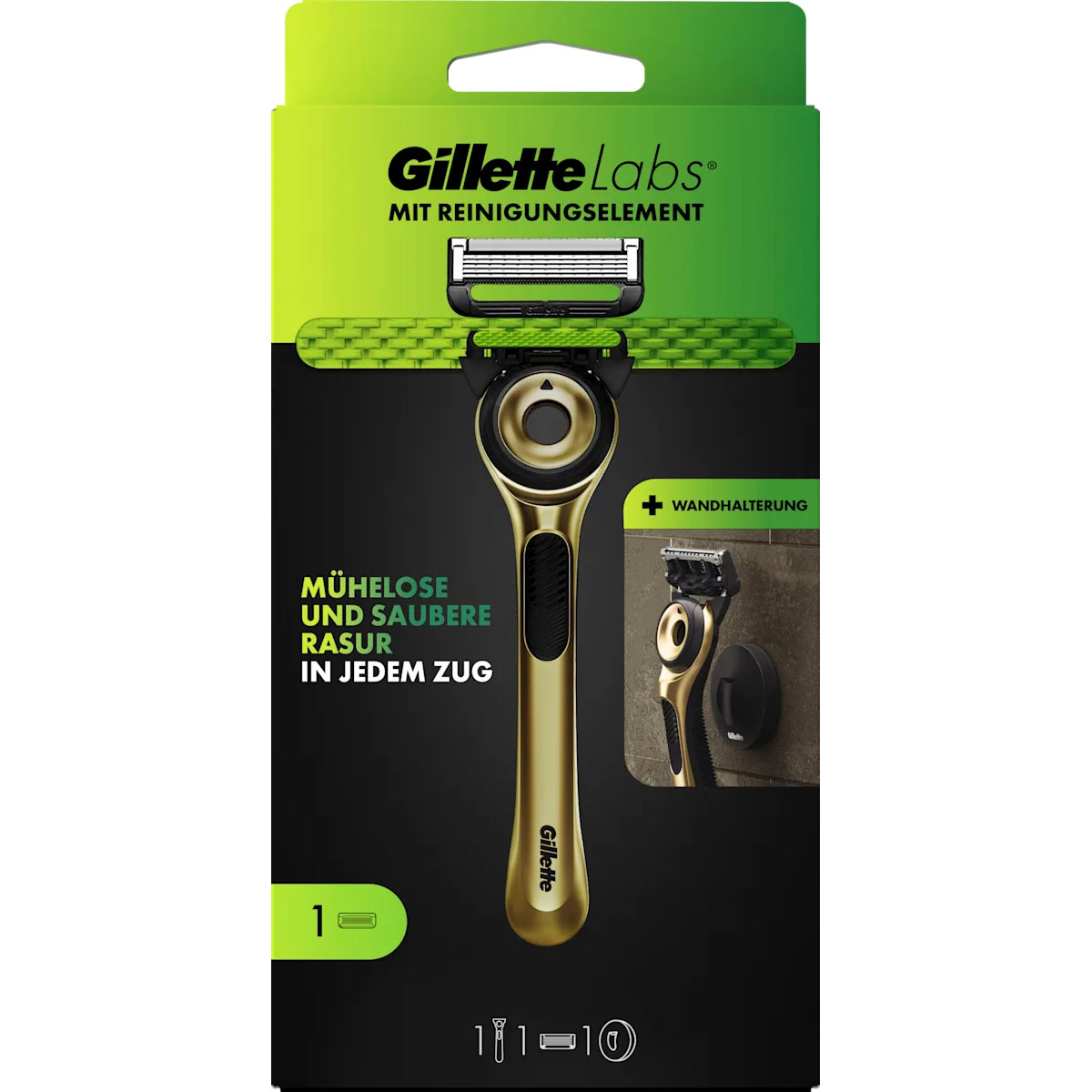 Gillette Labs Gold Rasierer + Wandhalterung